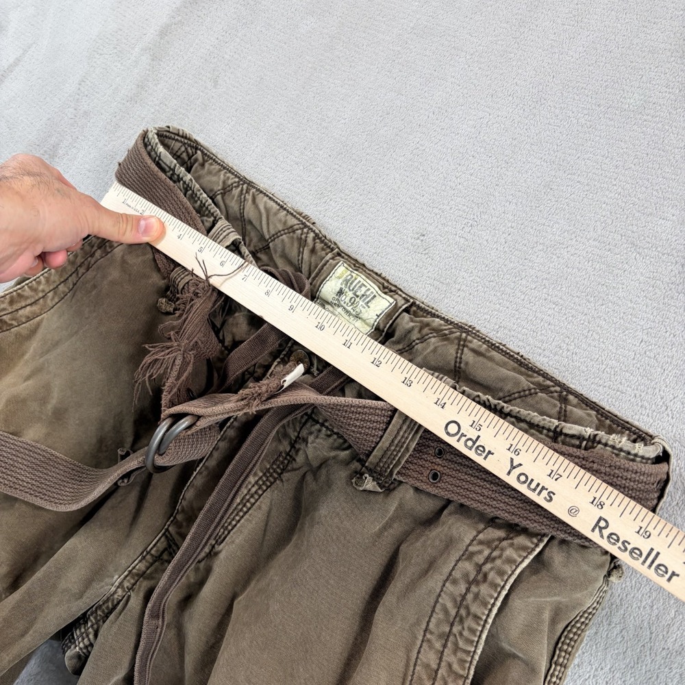 RUEHL No.925 Belted Cargo Pants in Surplus Green Men Large 36x30 Heavyweight - Picture 6 of 10
